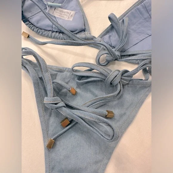 NWT ✨ Fashion Nova denim bikini set - Picture 5 of 10